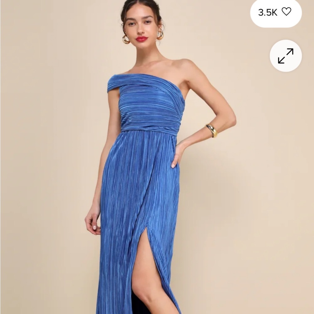Lulu's One Shoulder Blue Dress
